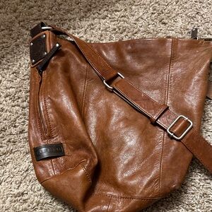 Ellington Leather women’s Bucket Style Bag with Size Semi Hidden Stash Pocket